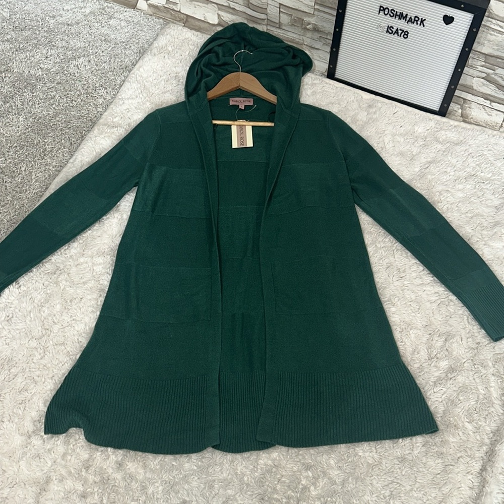CAROL ROSE Large Green Hooded Cardigan - Picture 8 of 14